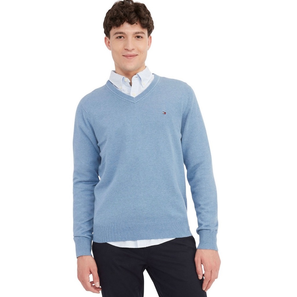 NWT Tommy Hilfiger Essential Cotton V-neck Sweater Size Medium